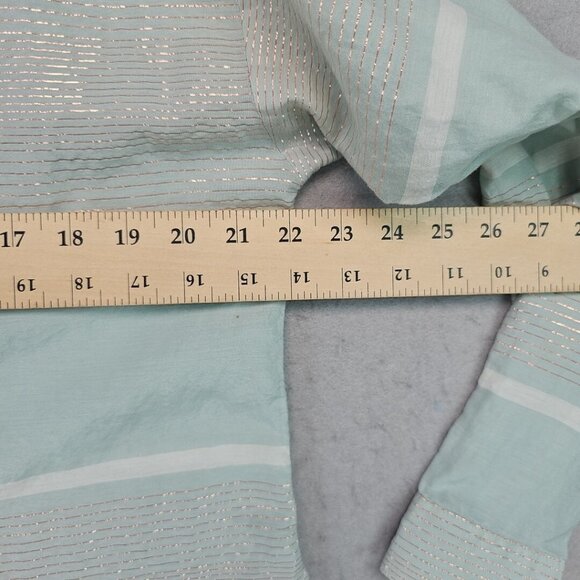 Ann Taylor LOFT The Softened Shirt Tunic Womens M Pastel Aqua Metallic Striped - Picture 8 of 11